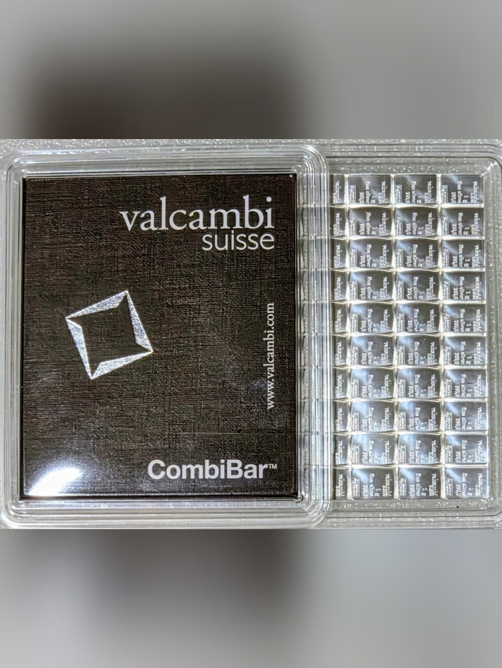 100 Gram Silver Bar - Valcambi 100 x 1 Gram .999 Silver CombiBar with Assay Card